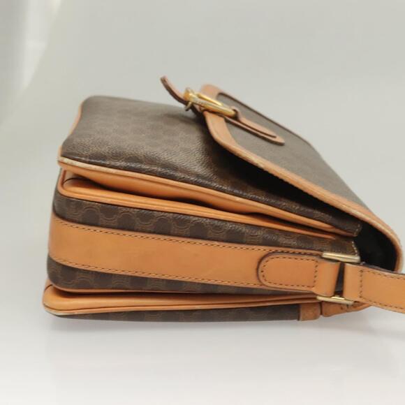 CELINE Macadam Canvas Shoulder Bag Pvc Leather Brown Gold - Picture 4 of 13